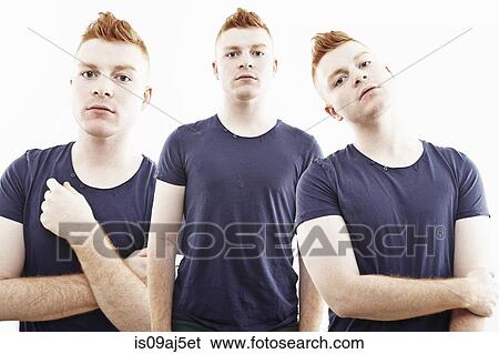 Three time multi exposure of young man staring View Large Photo Image Stock Photograph - Three time multi exposure of young man staring. Fotosearch
