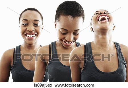 Three time multi exposure of young woman smiling and laughing View Large Photo Image Stock Photo - Three time multi exposure of young woman smiling and laughing. Fotosearch