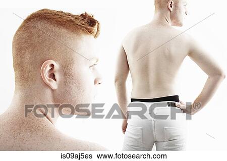 Stock Photograph - Two time multi exposure with rear views of young man. Fotosearch