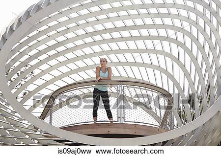 Woman standing, Tongva Park, Santa Monica, California, USA View Large Photo Image Stock Photo - Woman standing, Tongva Park, Santa Monica, California, USA. Fotosearch