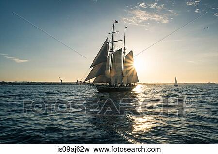 Stock Photo - Sailing boat at sea. Fotosearch