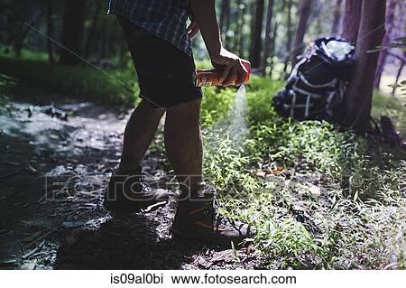 Hiker spraying bug spray with DEET View Large Photo Image Stock Image - Hiker spraying bug spray with DEET. Fotosearch