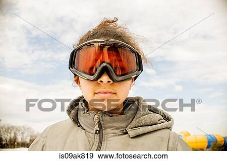 Portrait of girl in ski goggles View Large Photo Image Stock Photo - Portrait of girl in ski goggles. Fotosearch