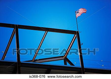 American flag on construction framework View Large Photo Image Stock Photograph - American flag on construction framework. Fotosearch