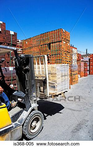 Forklift in a brickyard View Large Photo Image Stock Photography - Forklift in a brickyard. Fotosearch