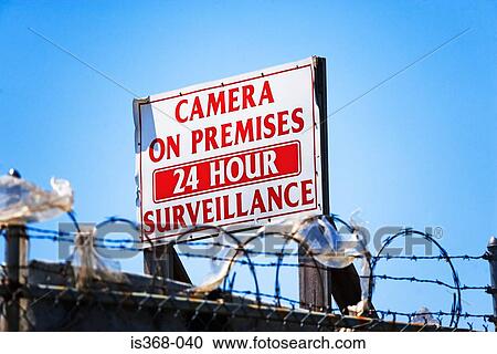 Surveillance sign View Large Photo Image Stock Image - Surveillance sign. Fotosearch