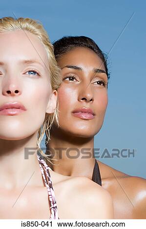 Stock Image - Portrait of two women. Fotosearch