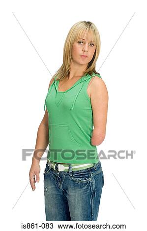 Stock Image - Portrait of a female amputee. Fotosearch