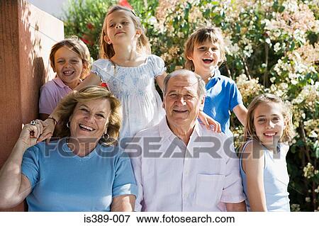 Grandparents with grandchildren View Large Photo Image Stock Photo - Grandparents with grandchildren. Fotosearch