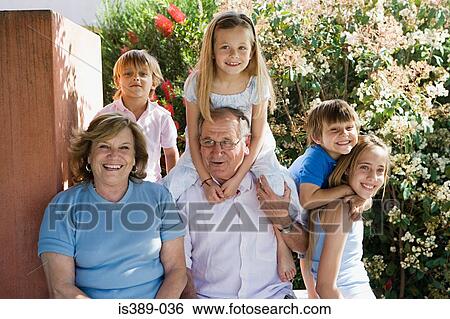 Grandparents with grandchildren View Large Photo Image Stock Photograph - Grandparents with grandchildren. Fotosearch