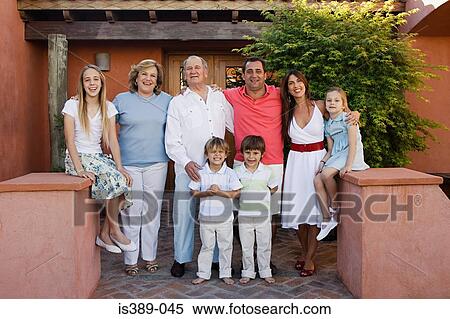 Three generation family outside house View Large Photo Image Stock Photography - Three generation family outside house. Fotosearch