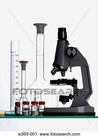 Microscope and flasks View Large Photo Image Stock Image - Microscope and flasks. Fotosearch