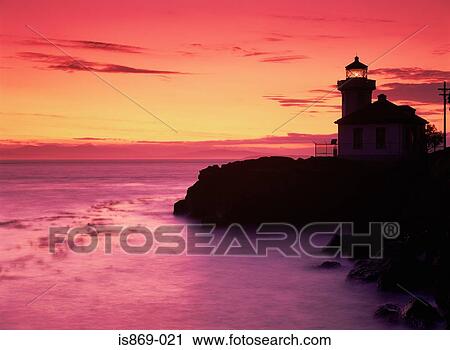 Stock Image - Lime kiln lighthouse on san juan lighthouse. Fotosearch