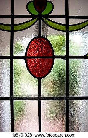 Stock Photo - Stained glass window in a door. Fotosearch