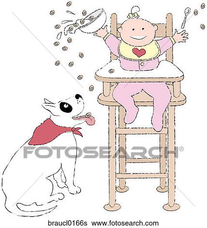 Stock Illustration of Baby in High Chair braucl0166s - Search Clip Art ...