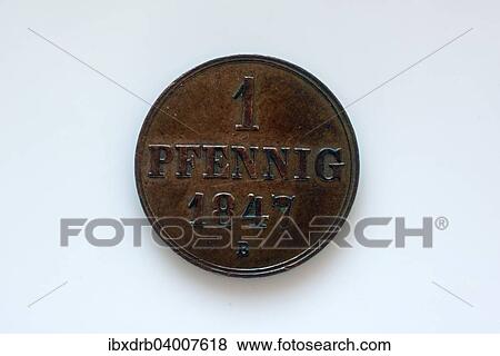 Stock Photo - 1 penny copper coin of the Kingdom of Hanover. Fotosearch