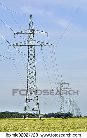 "110 kV high-voltage electricity line in the Gotteskoog polder near Niebuell, district of North Frisia, Schleswig-Holstein, Germany, Europe" View Large Photo Image Stock Photo - "110 kV high-voltage electricity line in the Gotteskoog polder near Niebuell, district of North Frisia, Schleswig-Holstein, Germany, Europe". Fotosearch
