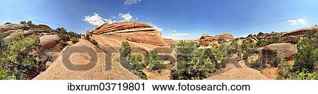 "360 panorama of Devil's Garden, with sandstone formations formed by erosion, Arches-Nationalpark, near Moab, Utah, United States, North America" View Large Photo Image Stock Image - "360 panorama of Devil's Garden, with sandstone formations formed by erosion, Arches-Nationalpark, near Moab, Utah, United States, North America". Fotosearch