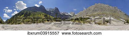 "360 panorama of the Hollental valley, with Zugspitze and Zugspitze massif, Hammerbach, Garmisch-Partenkirchen District, Upper Bavaria, Bavaria, Germany, Europe" View Large Photo Image Stock Photo - "360 panorama of the Hollental valley, with Zugspitze and Zugspitze massif, Hammerbach, Garmisch-Partenkirchen District, Upper Bavaria, Bavaria, Germany, Europe". Fotosearch
