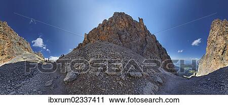 "360 panoramic view above Mittagsscharte gorge, Geisler Mountains, Puez-Geisler Nature Park, province of Bolzano-Bozen, Italy, Europe" View Large Photo Image Stock Image - "360 panoramic view above Mittagsscharte gorge, Geisler Mountains, Puez-Geisler Nature Park, province of Bolzano-Bozen, Italy, Europe". Fotosearch
