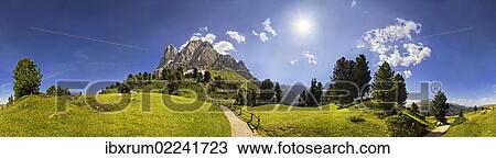 "360 panoramic view from Mt Peitlerkofel, Sasso delle Putia, at Wuerzjoch, Passo delle Erbe, Villnoess, Funes, Dolomites, South Tyrol, Italy, Europe" View Large Photo Image Stock Image - "360 panoramic view from Mt Peitlerkofel, Sasso delle Putia, at Wuerzjoch, Passo delle Erbe, Villnoess, Funes, Dolomites, South Tyrol, Italy, Europe". Fotosearch