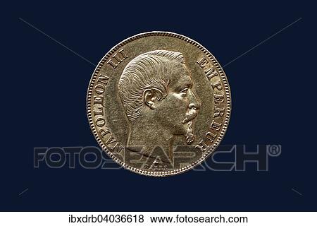 Stock Photo - "50 gold Francs, Napoleon III, 19th century, France, Europe". Fotosearch