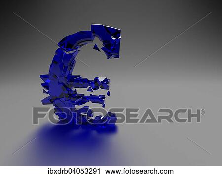 Stock Image - A euro symbol made of glass is breaking up. Fotosearch