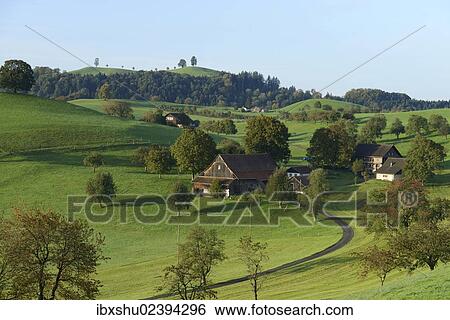 Stock Photograph - "A farm in autumn, Schwand, Zug, Switzerland, Europe". Fotosearch
