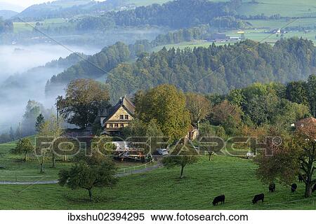 Stock Photography - "A farm in autumn, Schwand, Zug, Switzerland, Europe". Fotosearch