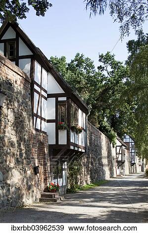 Stock Photo - "A Wiek House along the medieval city wall, Neubrandenburg, Mecklenburg-Western Pomerania, Germany, Europe". Fotosearch
