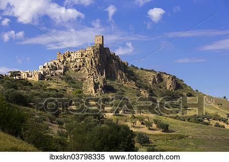 Stock Photography - "Abandoned mountain village Craco, Basilicata, Italy, Europe". Fotosearch