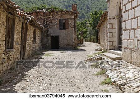 Stock Photography - "Abandoned village of Eskihisar, Mugla Province, Caria, Aegean, Turkey, Asia". Fotosearch