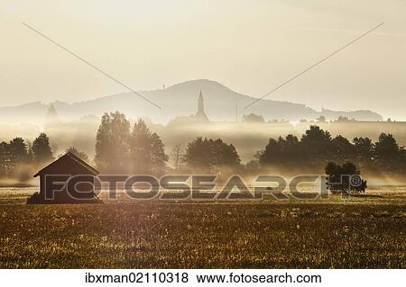 Stock Photo - "Abtsdorf in the early morning, municipality of Saaldorf-Surheim, Rupertiwinkel, Upper Bavaria, Bavaria, Germany, Europe". Fotosearch