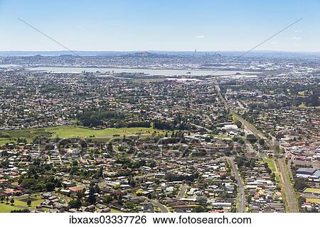 Stock Photograph - "Aerial view, Auckland, Auckland, Auckland Region, New Zealand, Oceania". Fotosearch