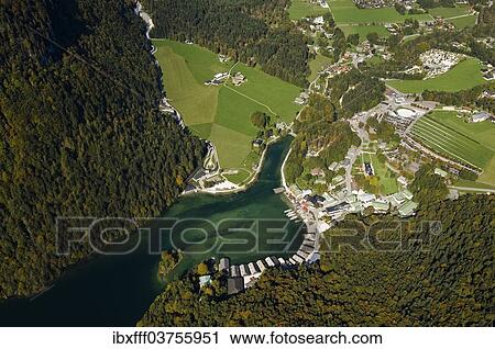 "Aerial view, boat dock on Koenigssee lake, Konigssee, Schonau am Konigssee, Berchtesgadener Land District, Upper Bavaria, Bavaria, Germany, Europe" View Large Photo Image Stock Image - "Aerial view, boat dock on Koenigssee lake, Konigssee, Schonau am Konigssee, Berchtesgadener Land District, Upper Bavaria, Bavaria, Germany, Europe". Fotosearch