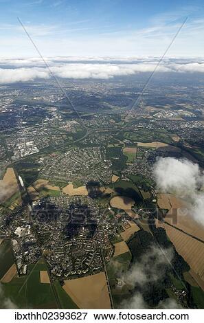 Stock Photo - "Aerial view, Duesseldorf Airport and the surrounding area, Duesseldorf, North Rhine-Westphalia, Germany, Europe". Fotosearch