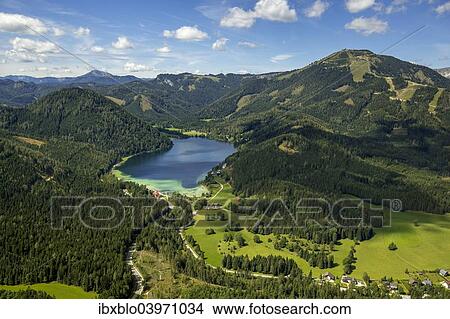 "Aerial view, Erlaufsee with Mt. Gemeindealpe, St. Sebastian, Styria, Austria, Europe" View Large Photo Image Picture - "Aerial view, Erlaufsee with Mt. Gemeindealpe, St. Sebastian, Styria, Austria, Europe". Fotosearch