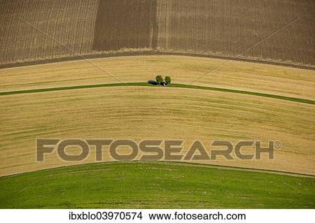 Picture - "Aerial view, fields and meadows, alpine upland, Altschwendt, Upper Austria, Austria, Europe". Fotosearch