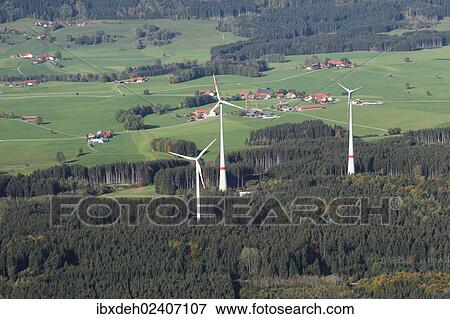 "Aerial view, forest and wind turbines in the Allgaeu, Germany, Europe" View Large Photo Image Stock Photo - "Aerial view, forest and wind turbines in the Allgaeu, Germany, Europe". Fotosearch