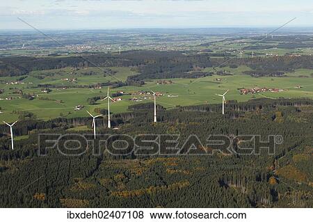 "Aerial view, forest and wind turbines in the Allgaeu, Germany, Europe" View Large Photo Image Stock Photo - "Aerial view, forest and wind turbines in the Allgaeu, Germany, Europe". Fotosearch