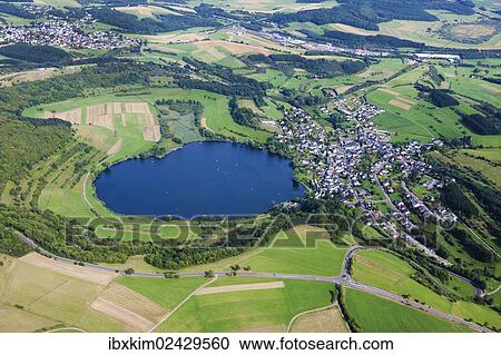 "Aerial view, Gemuendener Maar lake, Eifel region, Rhineland-Palatinate, Germany, Europe" View Large Photo Image Stock Image - "Aerial view, Gemuendener Maar lake, Eifel region, Rhineland-Palatinate, Germany, Europe". Fotosearch