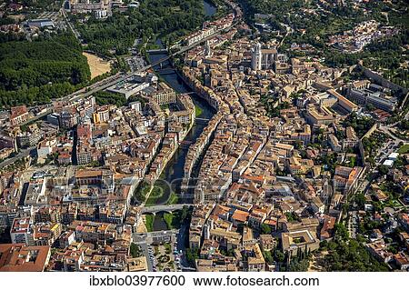 "Aerial view, Girona Cathedral and Sant Feliu Church, old town, Girona, Catalonia, Spain, Europe" View Large Photo Image Stock Image - "Aerial view, Girona Cathedral and Sant Feliu Church, old town, Girona, Catalonia, Spain, Europe". Fotosearch