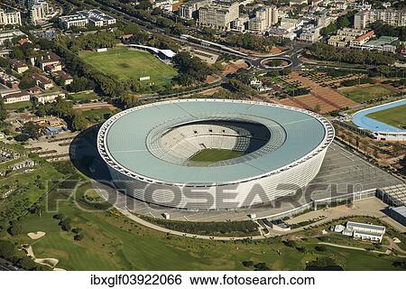 Stock Photograph - "Aerial view, Green Point Stadium, Cape Town, Western Cape, South Africa, Africa". Fotosearch