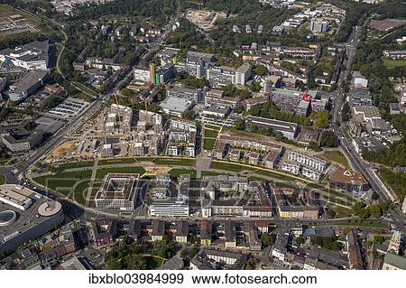 Stock Photo - "Aerial view, Grune Mitte, University District, Essen, Ruhr district, North Rhine-Westphalia, Germany, Europe". Fotosearch