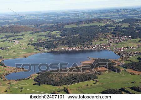"Aerial view, Hopfensee lake in Ostallgaeu, Allgaeu, Bavaria, Germany, Europe" View Large Photo Image Stock Image - "Aerial view, Hopfensee lake in Ostallgaeu, Allgaeu, Bavaria, Germany, Europe". Fotosearch