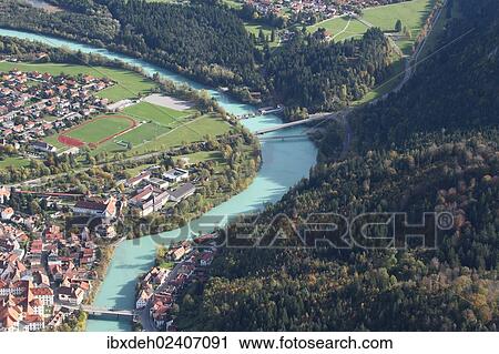 "Aerial view, Lech River near Fuessen in Ostallgaeu, Allgaeu, Bavaria, Germany, Europe" View Large Photo Image Stock Image - "Aerial view, Lech River near Fuessen in Ostallgaeu, Allgaeu, Bavaria, Germany, Europe". Fotosearch