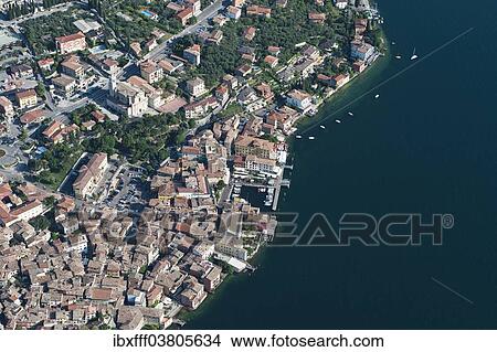 "Aerial view, Malcesine, historic town, Lake Garda, Veneto, Verona Province, Italy, Europe" View Large Photo Image Picture - "Aerial view, Malcesine, historic town, Lake Garda, Veneto, Verona Province, Italy, Europe". Fotosearch