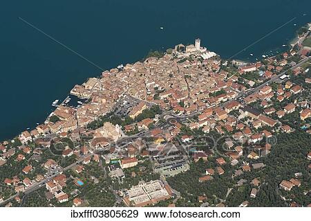 "Aerial view, Malcesine, historic town, Lake Garda, Veneto, Verona Province, Italy, Europe" View Large Photo Image Stock Photo - "Aerial view, Malcesine, historic town, Lake Garda, Veneto, Verona Province, Italy, Europe". Fotosearch