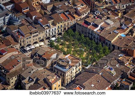 "Aerial view, market square, Placa Major, city centre, Banyoles, Catalonia, Spain, Europe" View Large Photo Image Stock Photo - "Aerial view, market square, Placa Major, city centre, Banyoles, Catalonia, Spain, Europe". Fotosearch