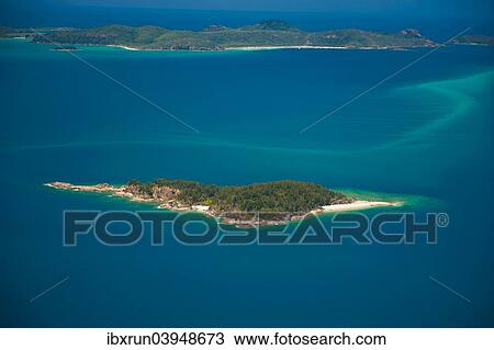 Stock Image - "Aerial view of the Whitsunday Islands, Queensland, Australia, Oceania". Fotosearch